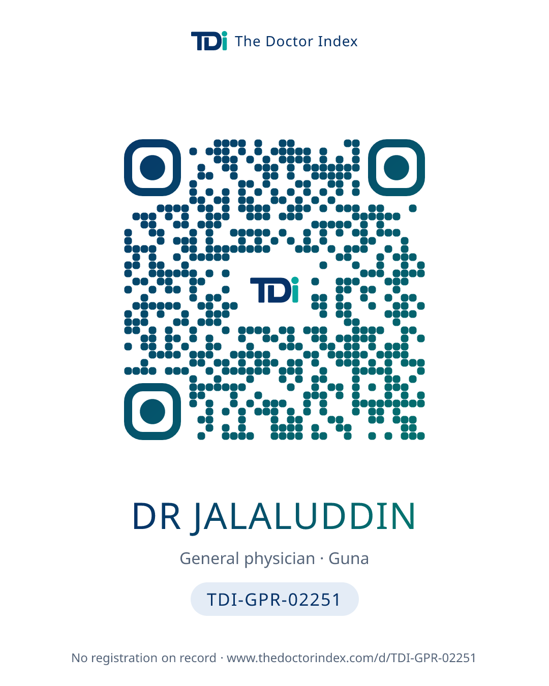 QR card for Dr Jalaluddin, TDI-GPR-02251
