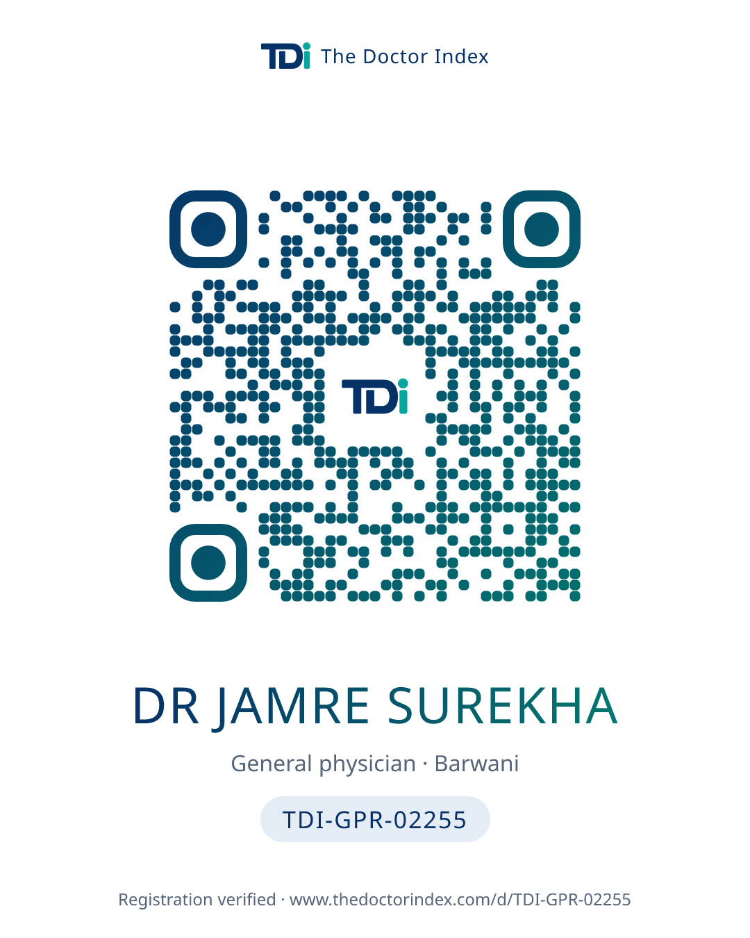 QR card for Dr Jamre Surekha, TDI-GPR-02255