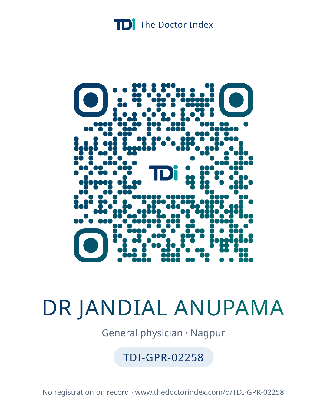 QR card for Dr Jandial Anupama, TDI-GPR-02258