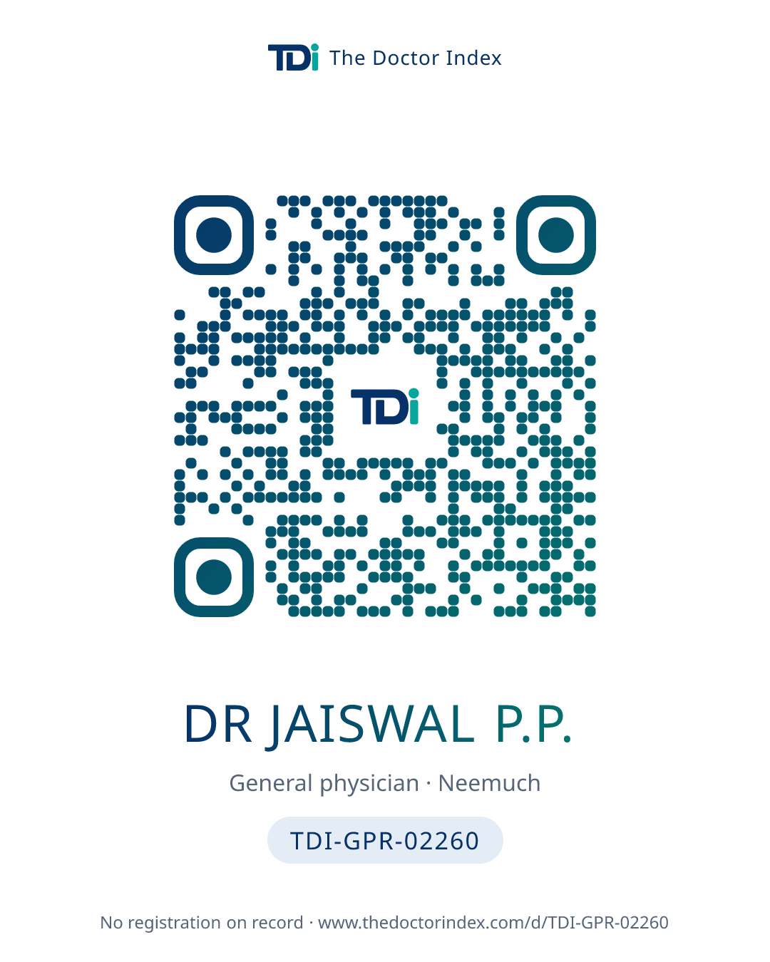 QR card for Dr Jaiswal P.P., TDI-GPR-02260