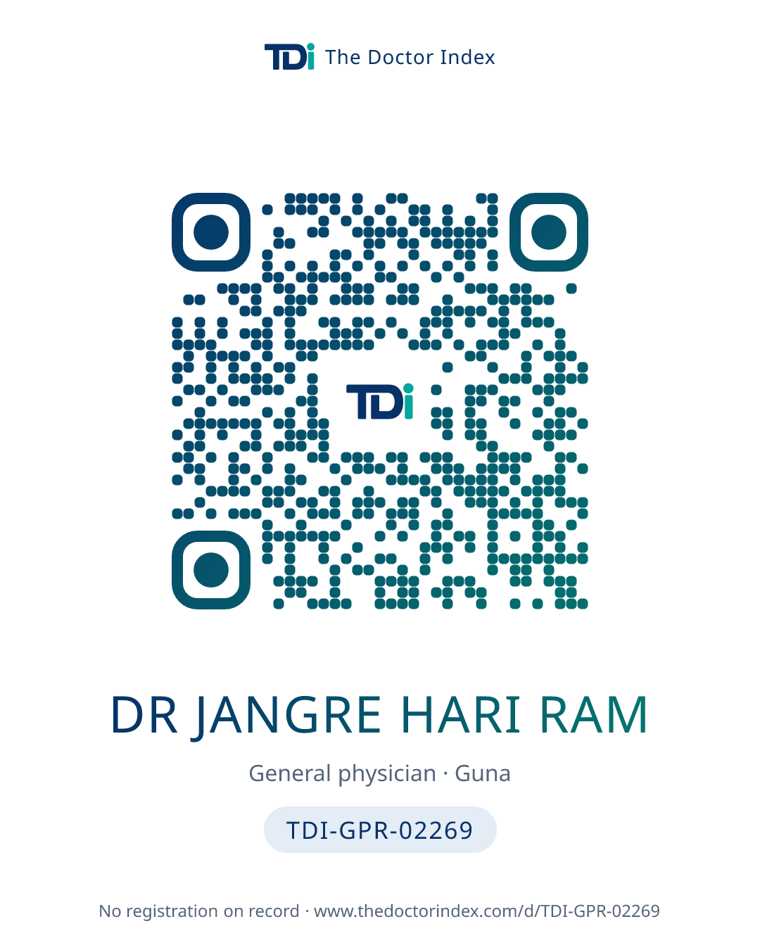 QR card for Dr Jangre Hari Ram, TDI-GPR-02269