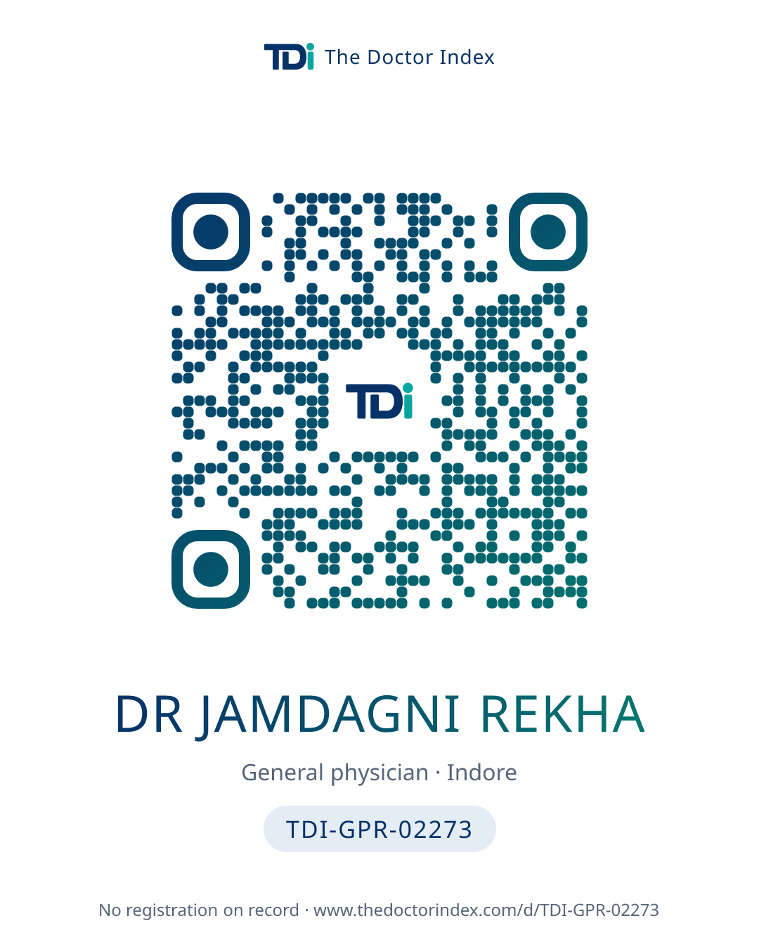 QR card for Dr Jamdagni Rekha, TDI-GPR-02273
