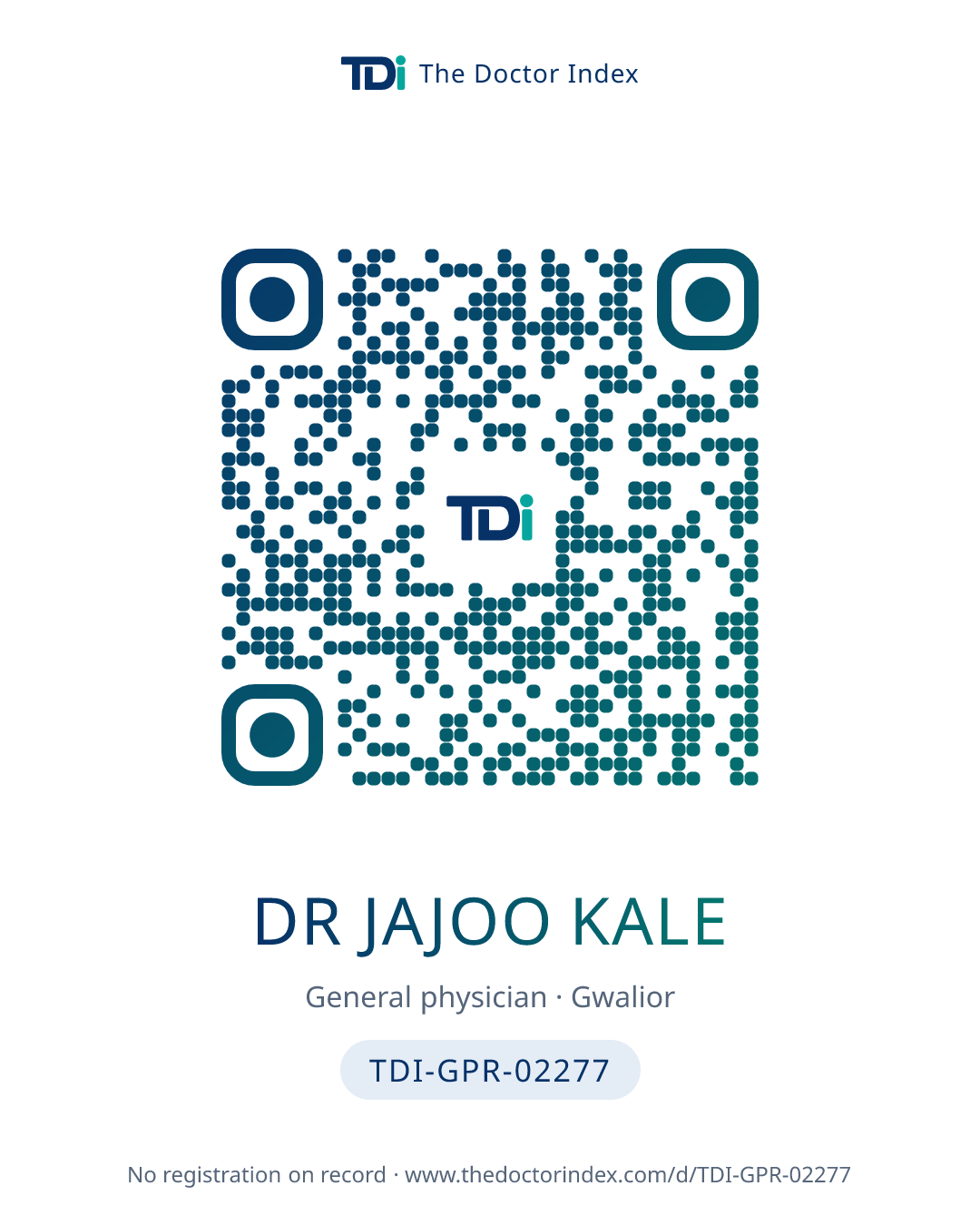 QR card for Dr Jajoo Kale, TDI-GPR-02277