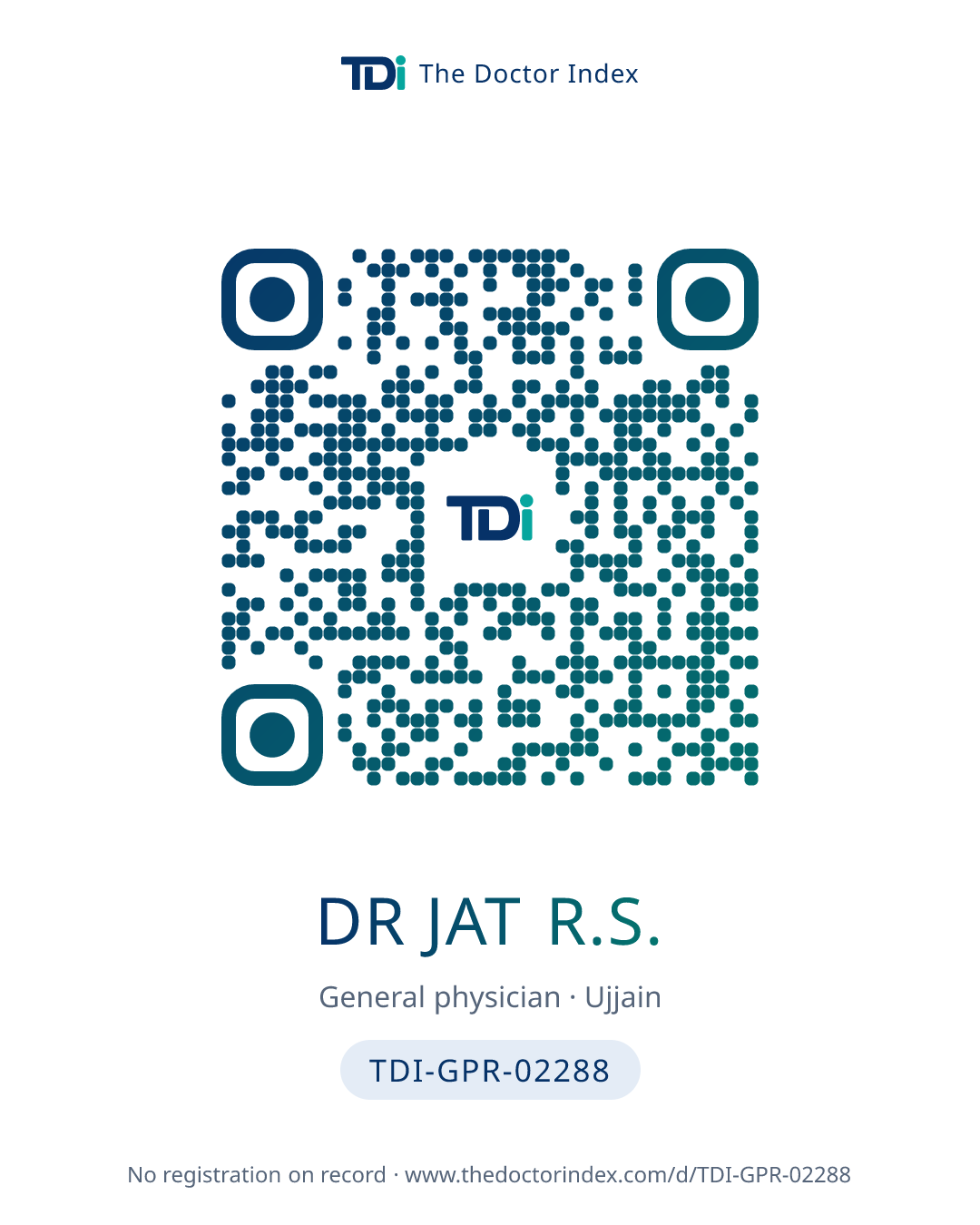 QR card for Dr Jat R.S., TDI-GPR-02288
