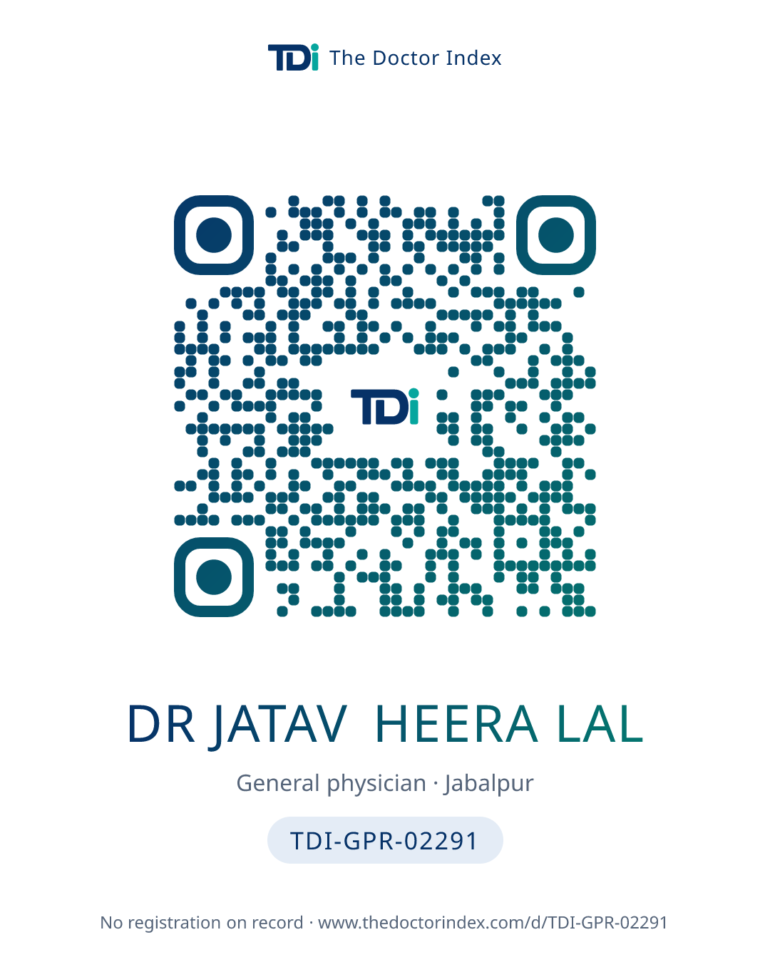QR card for Dr Jatav Heera Lal, TDI-GPR-02291