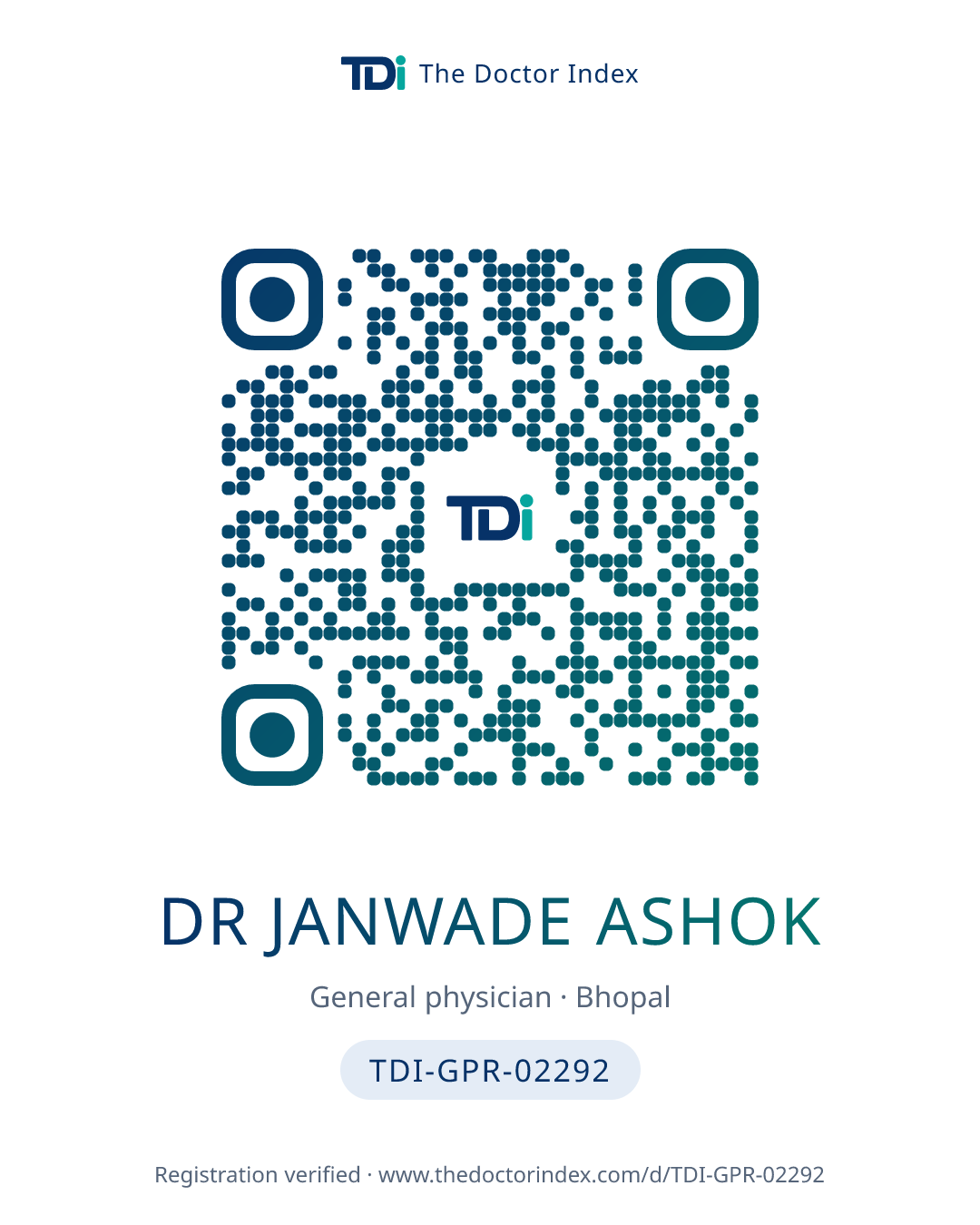 QR card for Dr Janwade Ashok, TDI-GPR-02292