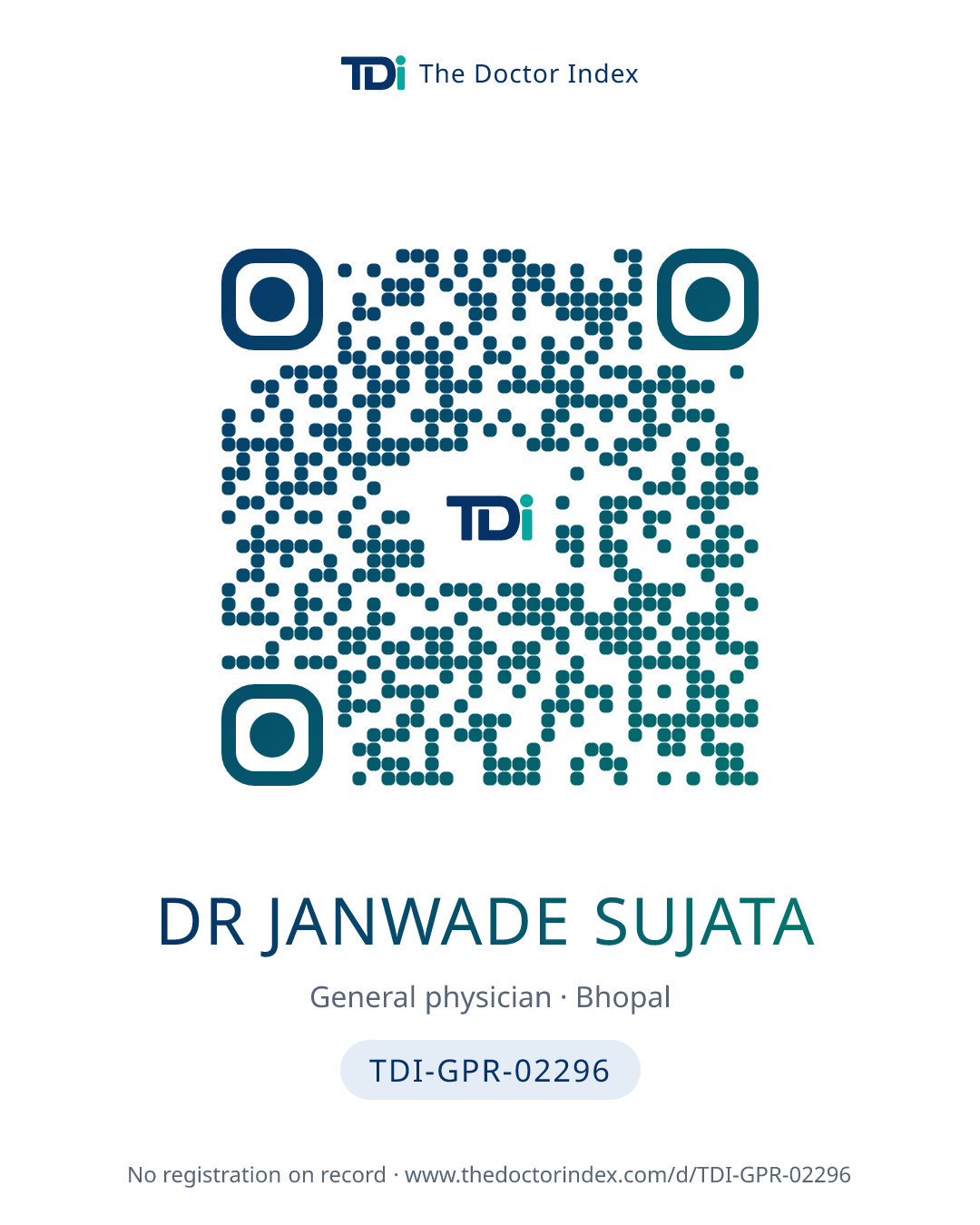 QR card for Dr Janwade Sujata, TDI-GPR-02296
