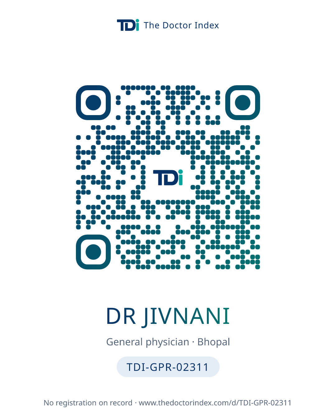 QR card for Dr Jivnani, TDI-GPR-02311