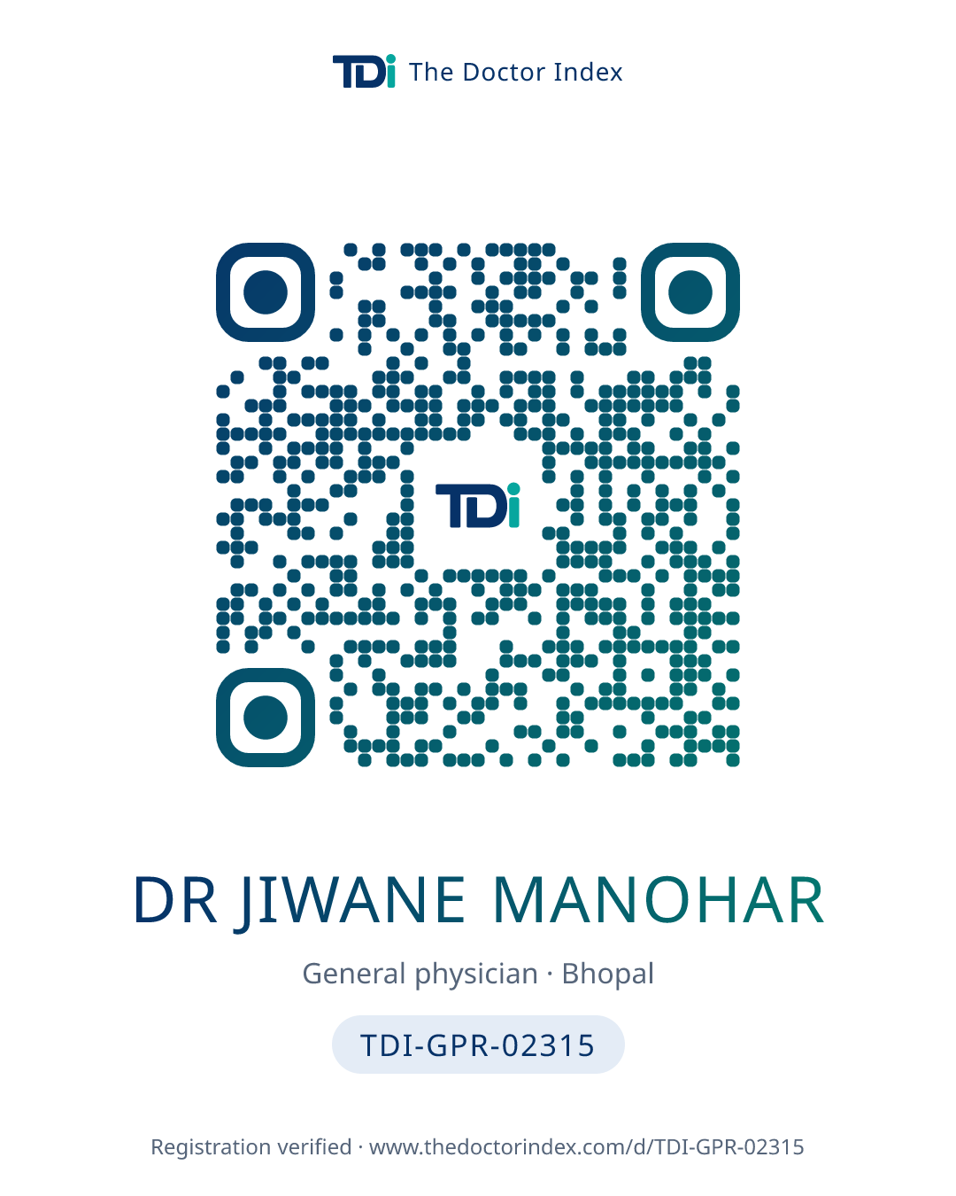 QR card for Dr Jiwane Manohar, TDI-GPR-02315