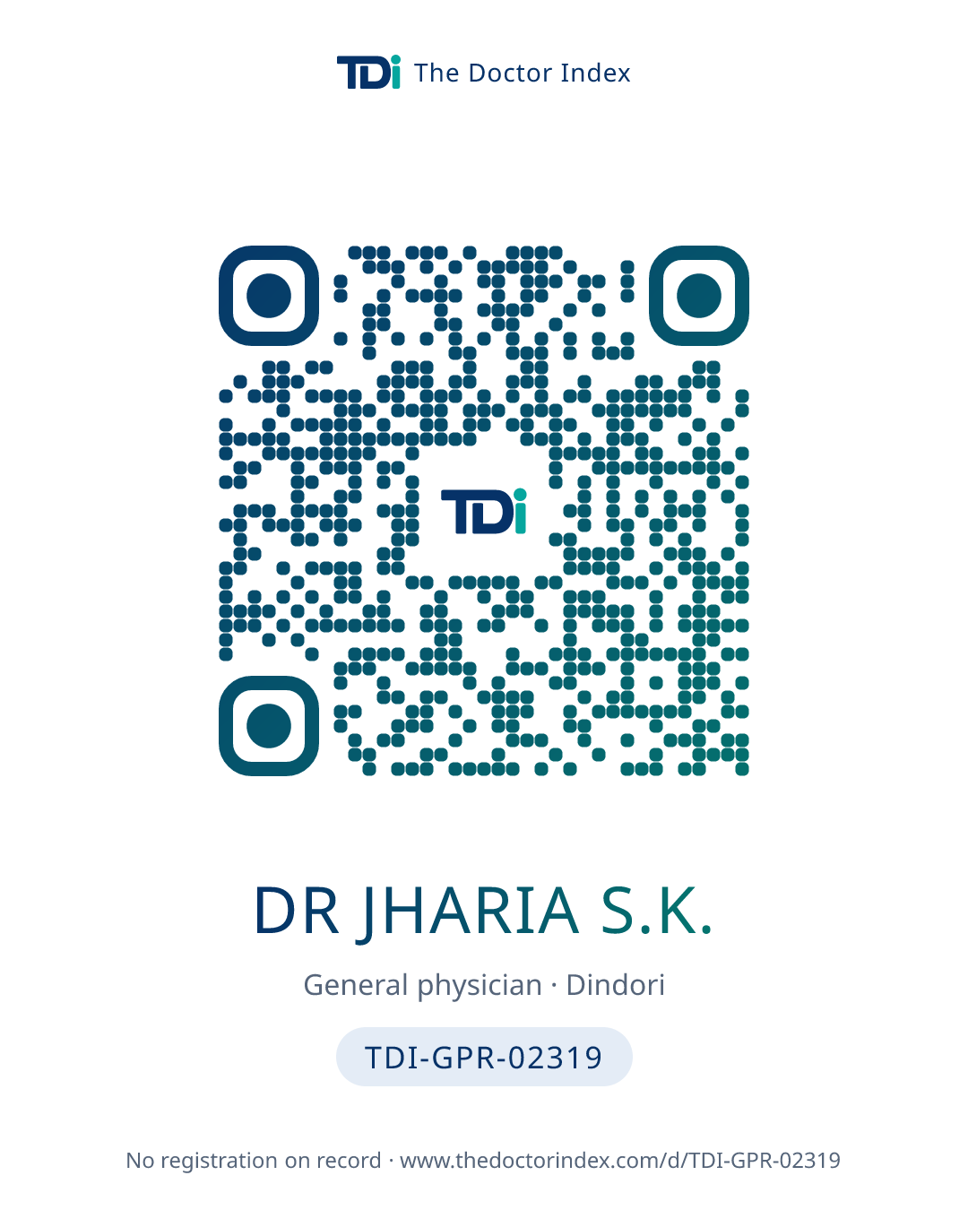 QR card for Dr Jharia S.K., TDI-GPR-02319