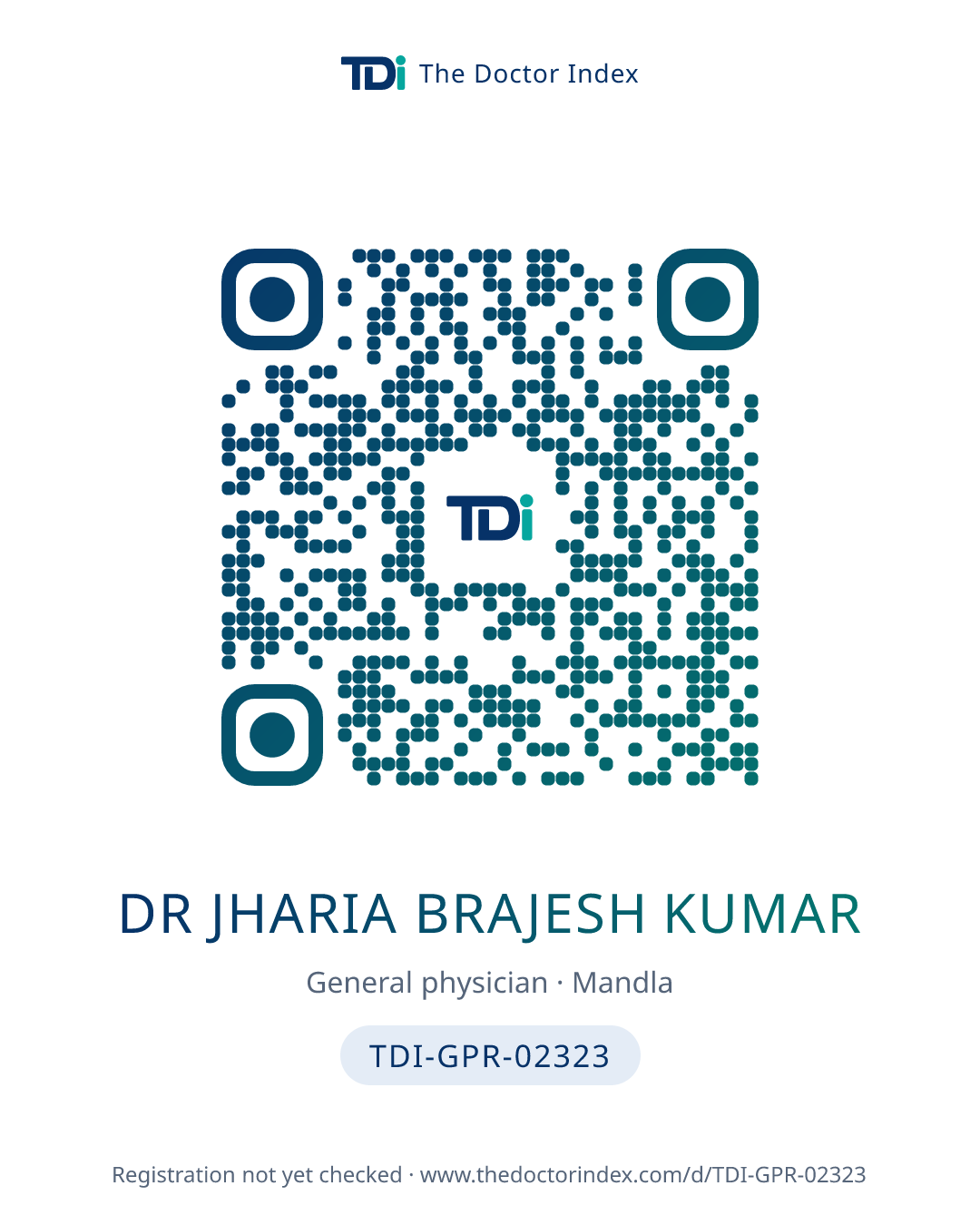 QR card for Dr Jharia Brajesh Kumar, TDI-GPR-02323