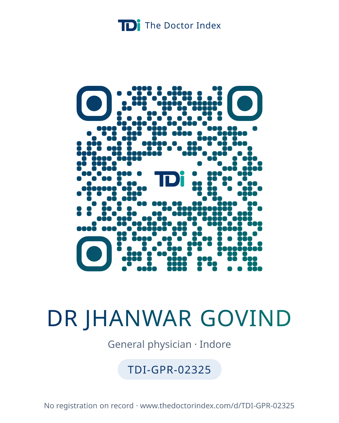 QR card for Dr Jhanwar Govind, TDI-GPR-02325