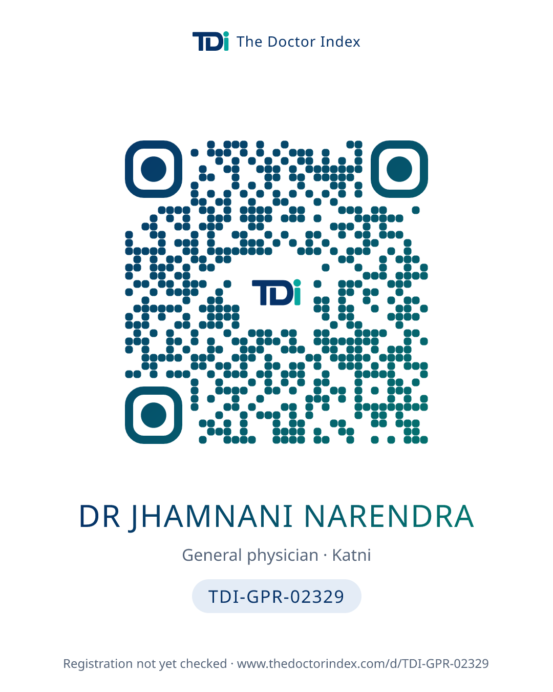QR card for Dr Jhamnani Narendra, TDI-GPR-02329