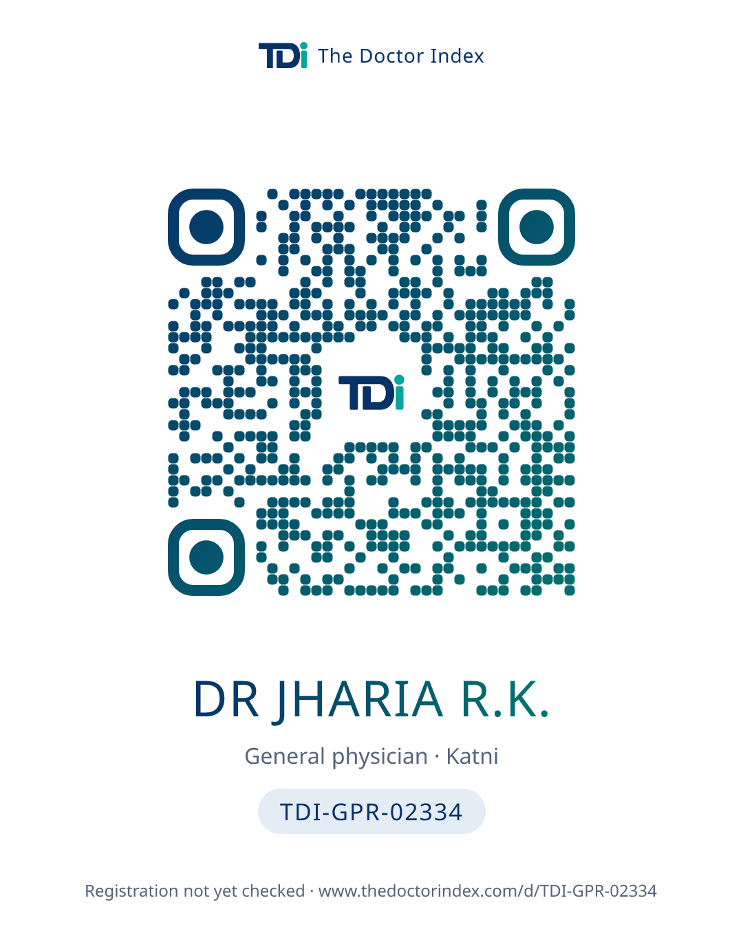 QR card for Dr Jharia R.K., TDI-GPR-02334