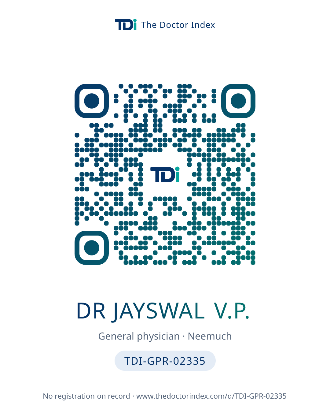 QR card for Dr Jayswal V.P., TDI-GPR-02335