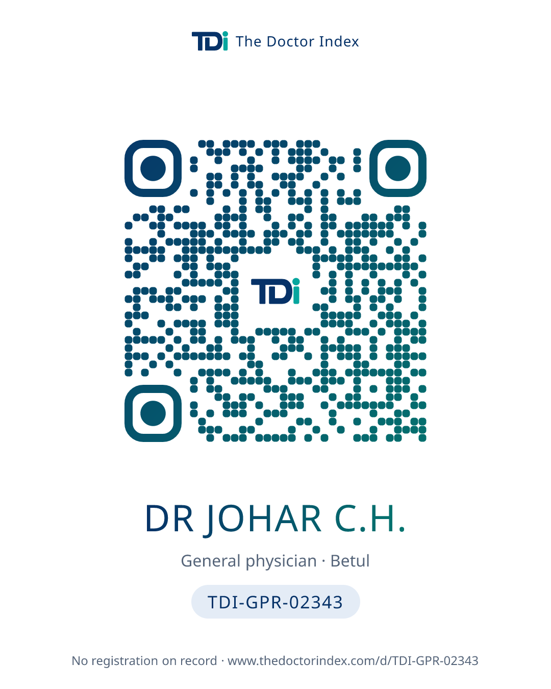QR card for Dr Johar C.H., TDI-GPR-02343