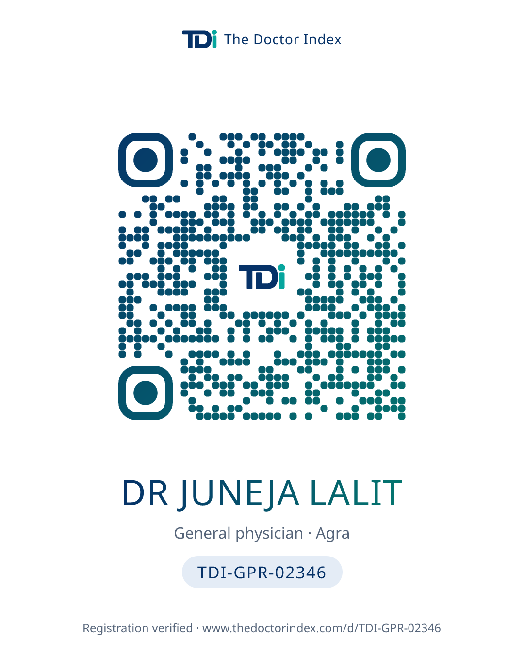 QR card for Dr Juneja Lalit, TDI-GPR-02346
