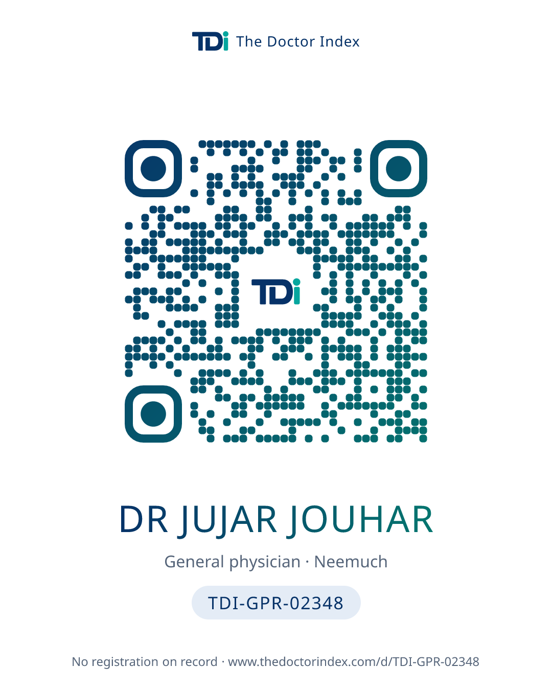 QR card for Dr Jujar Jouhar, TDI-GPR-02348