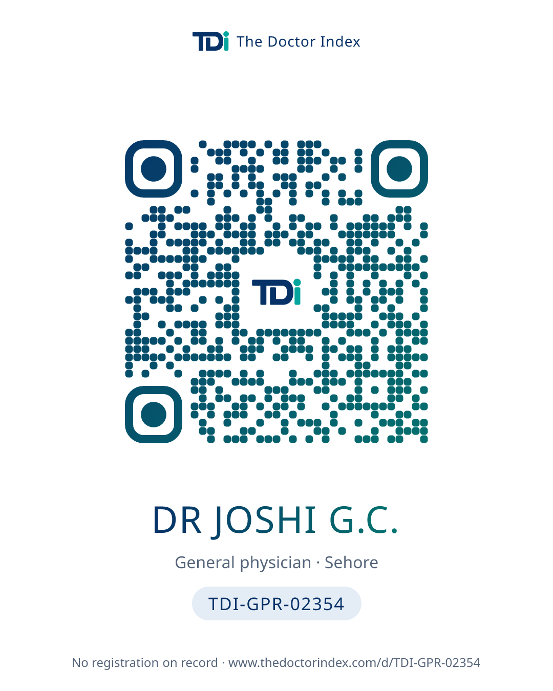 QR card for Dr Joshi G.C., TDI-GPR-02354