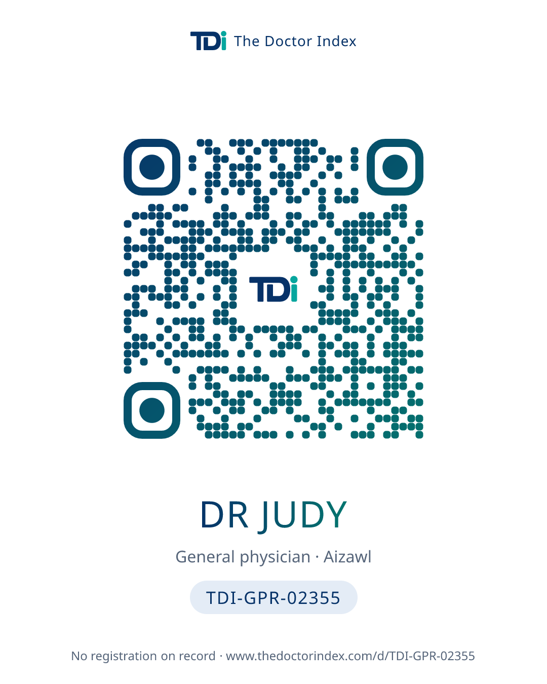 QR card for Dr Judy, TDI-GPR-02355