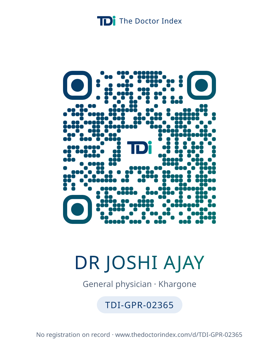 QR card for Dr Joshi Ajay, TDI-GPR-02365