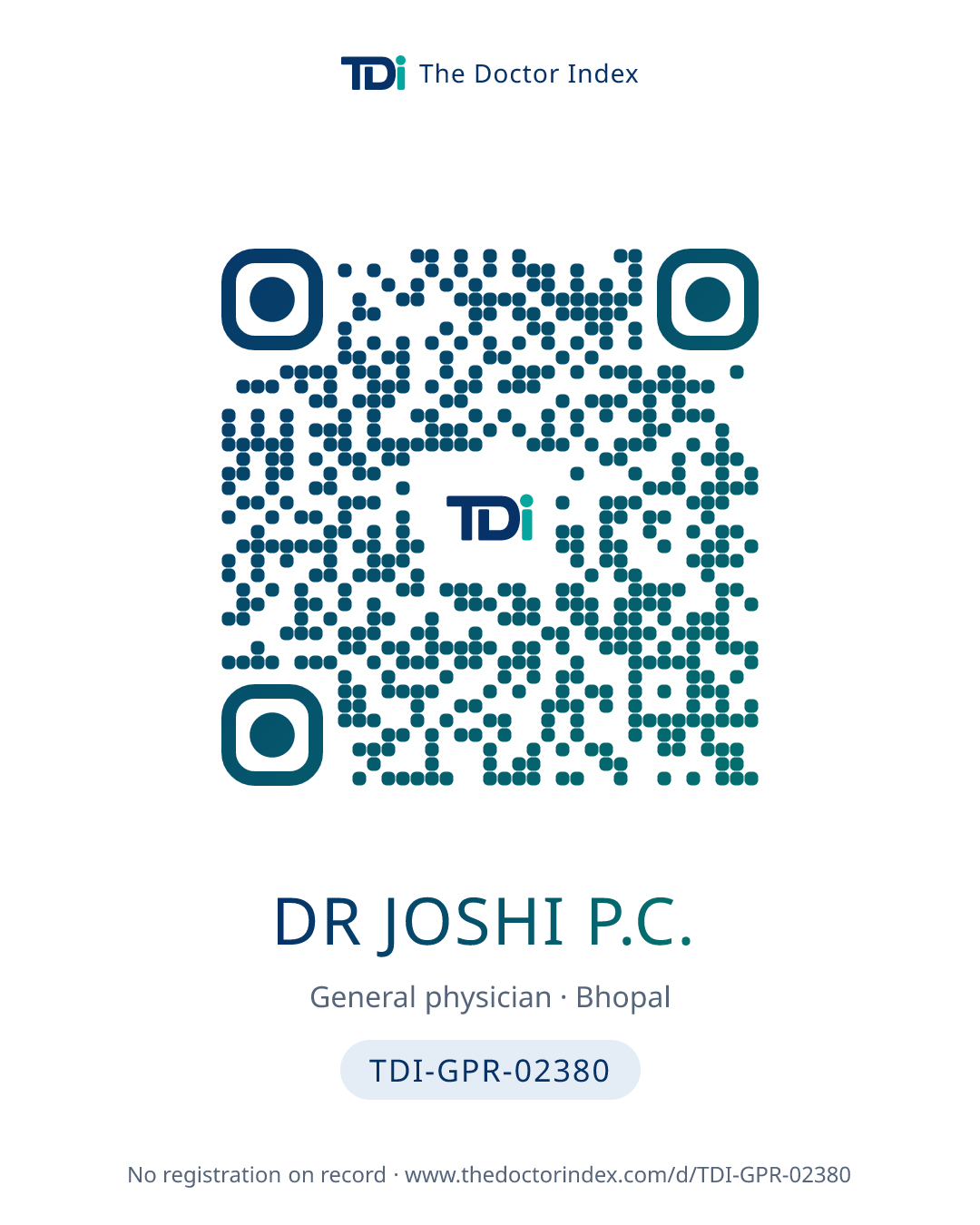 QR card for Dr Joshi P.C., TDI-GPR-02380