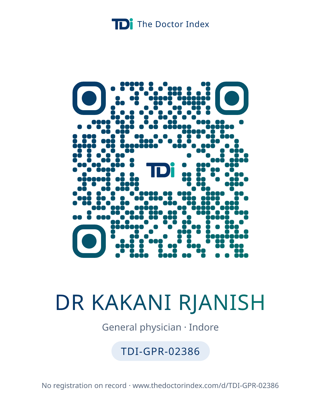 QR card for Dr Kakani Rjanish, TDI-GPR-02386
