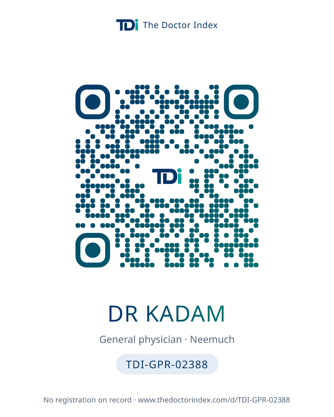 QR card for Dr Kadam, TDI-GPR-02388
