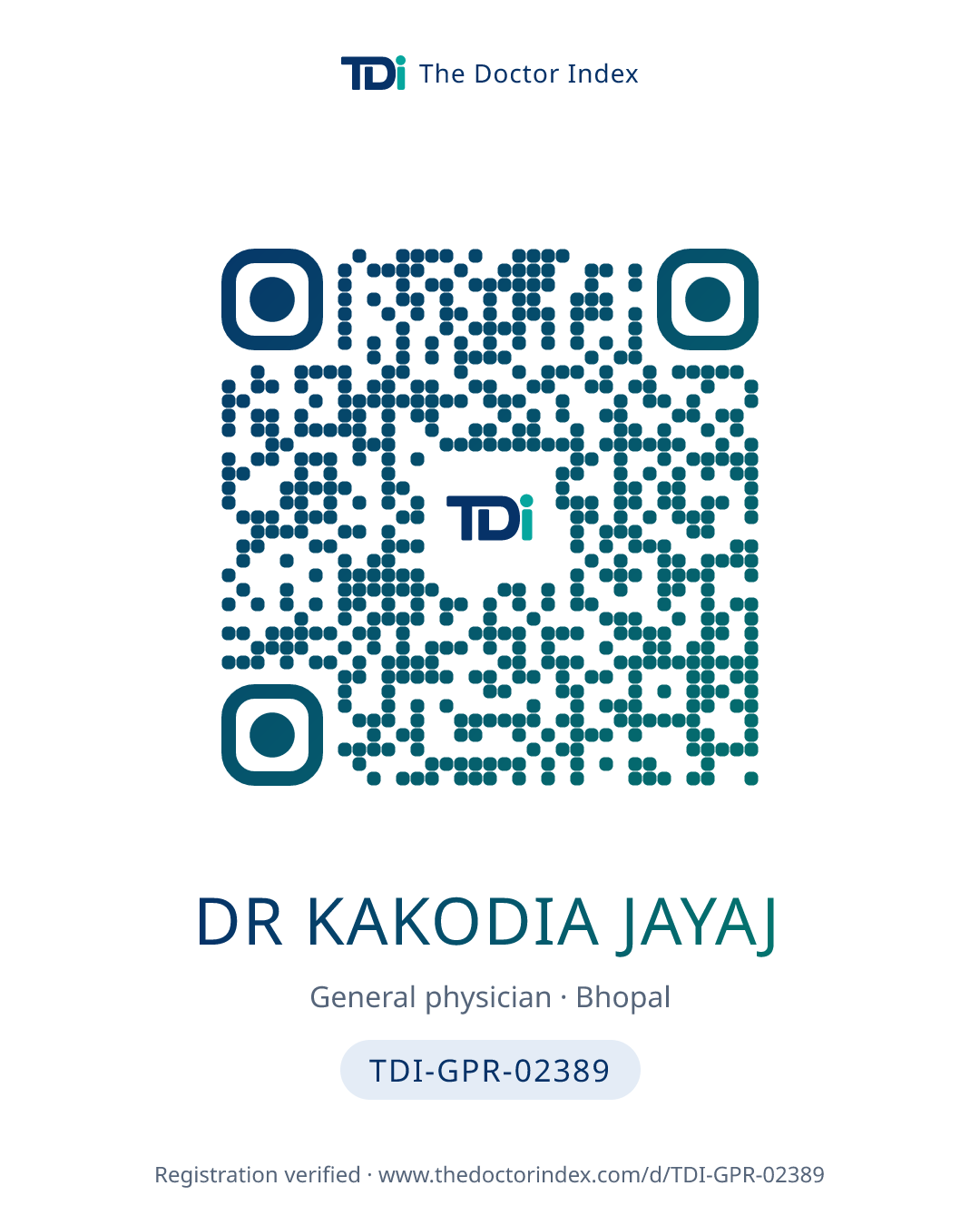 QR card for Dr Kakodia Jayaj, TDI-GPR-02389