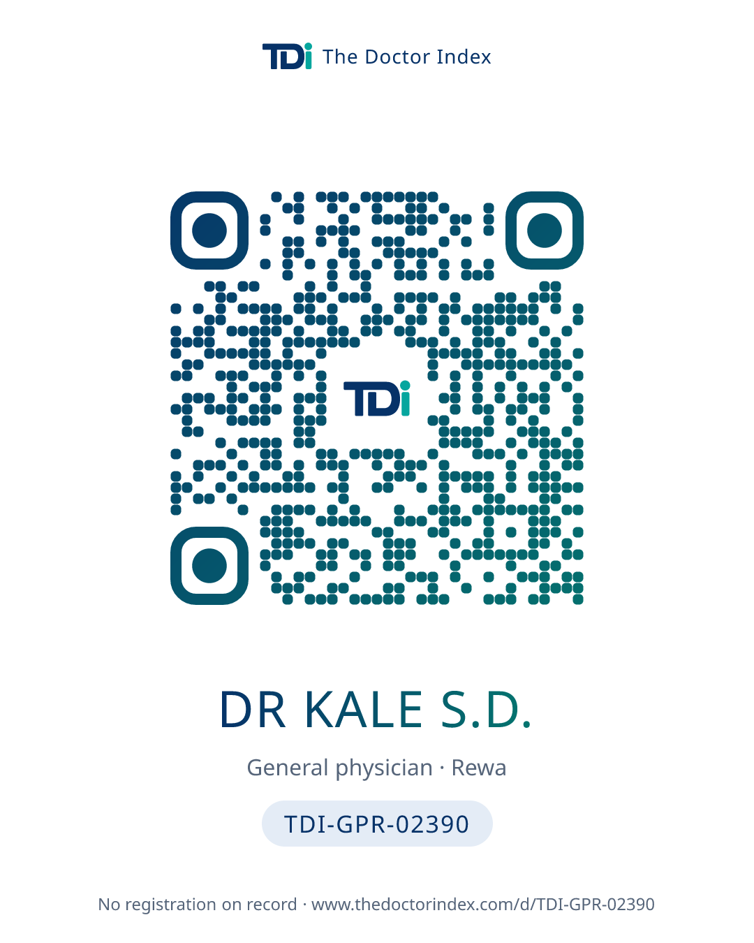 QR card for Dr Kale S.D., TDI-GPR-02390
