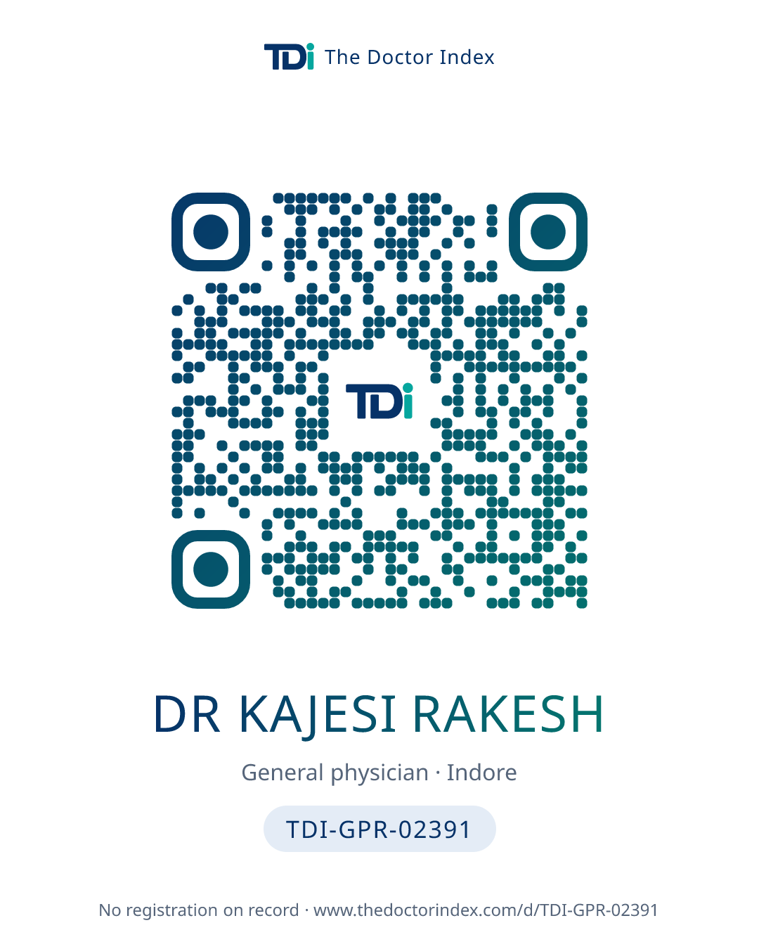 QR card for Dr Kajesi Rakesh, TDI-GPR-02391