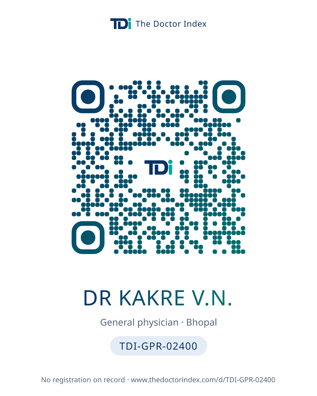 QR card for Dr Kakre V.N., TDI-GPR-02400