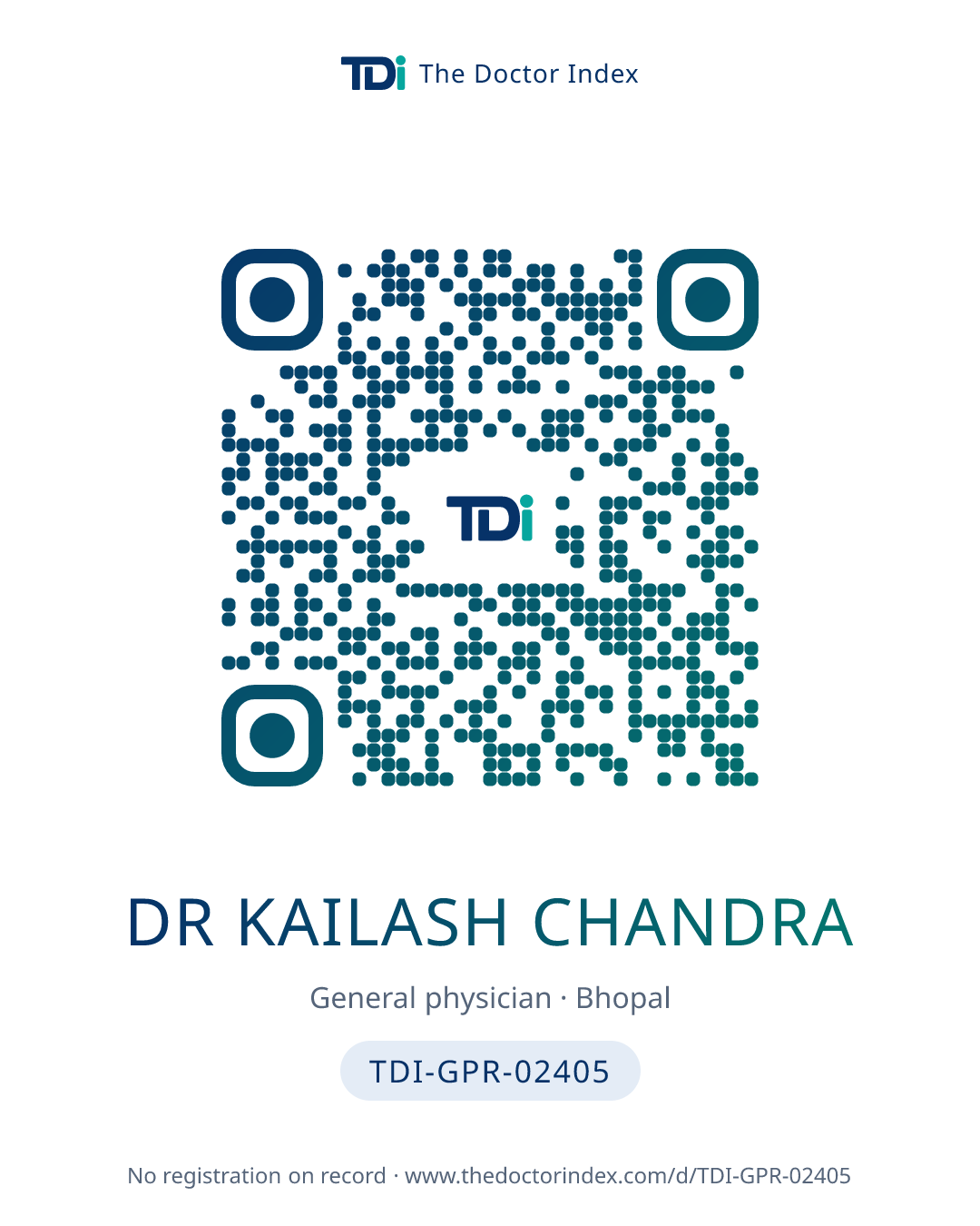 QR card for Dr Kailash Chandra, TDI-GPR-02405
