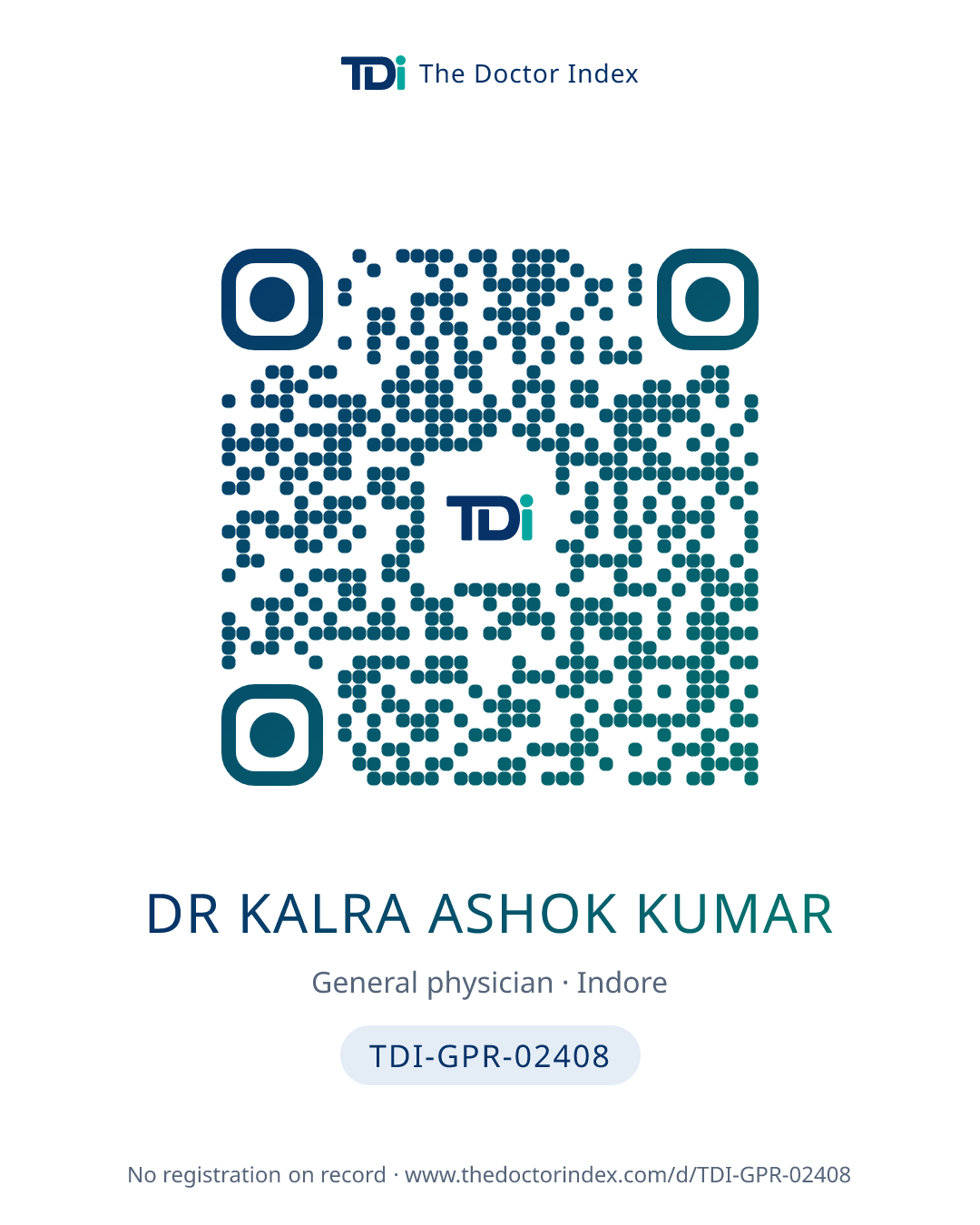 QR card for Dr Kalra Ashok Kumar, TDI-GPR-02408
