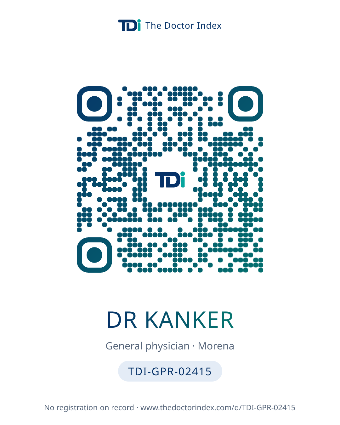 QR card for Dr Kanker, TDI-GPR-02415