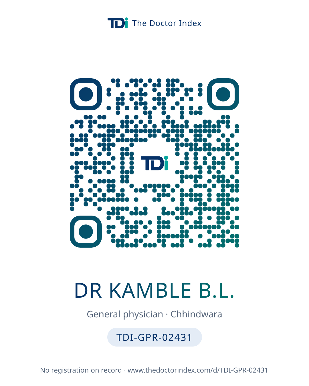 QR card for Dr Kamble B.L., TDI-GPR-02431
