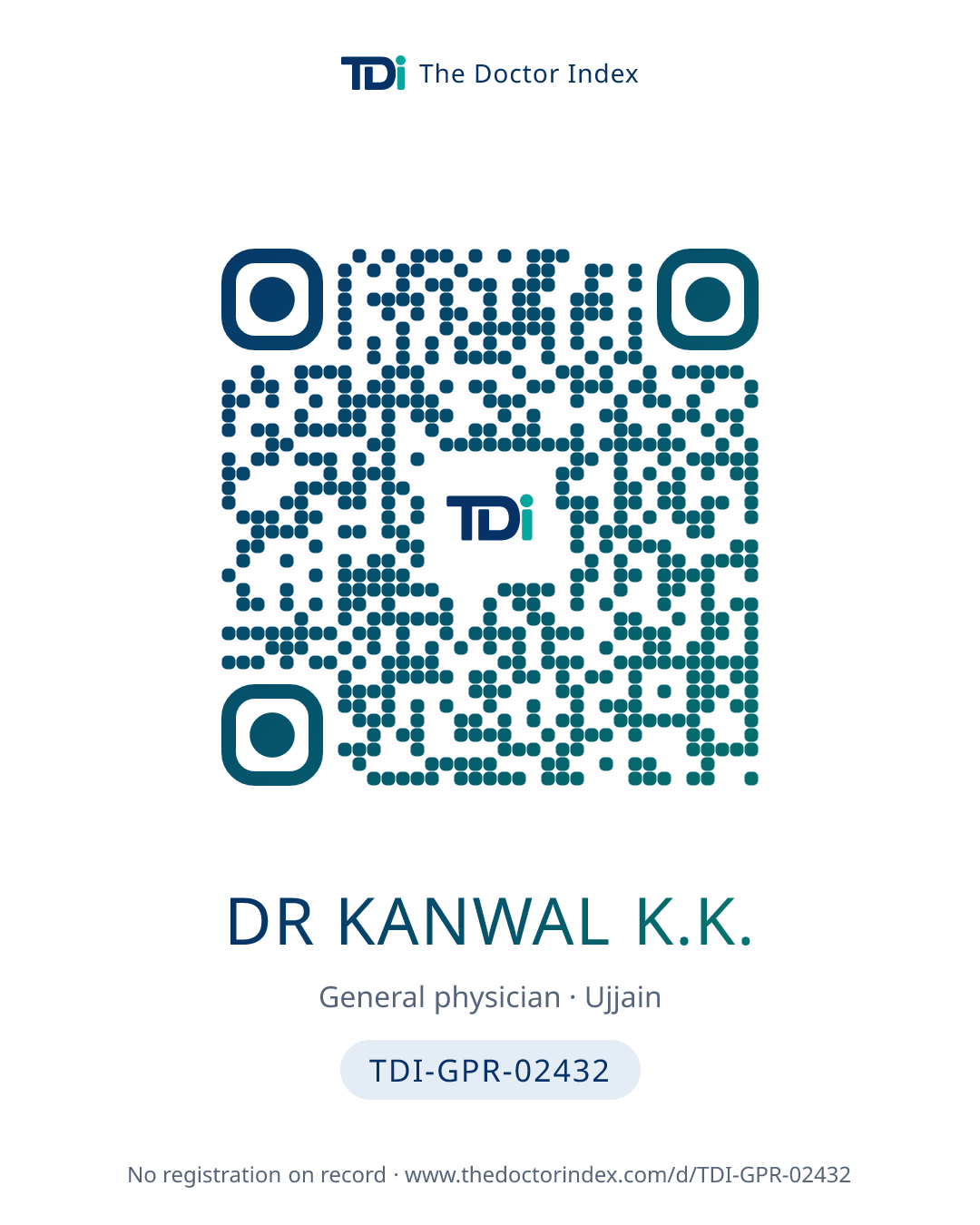 QR card for Dr Kanwal K.K., TDI-GPR-02432