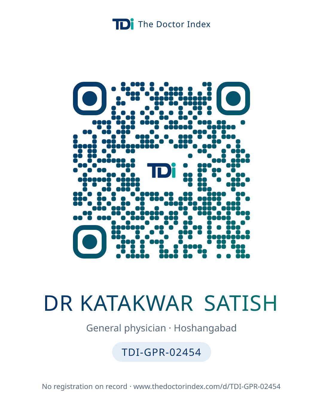 QR card for Dr Katakwar Satish, TDI-GPR-02454