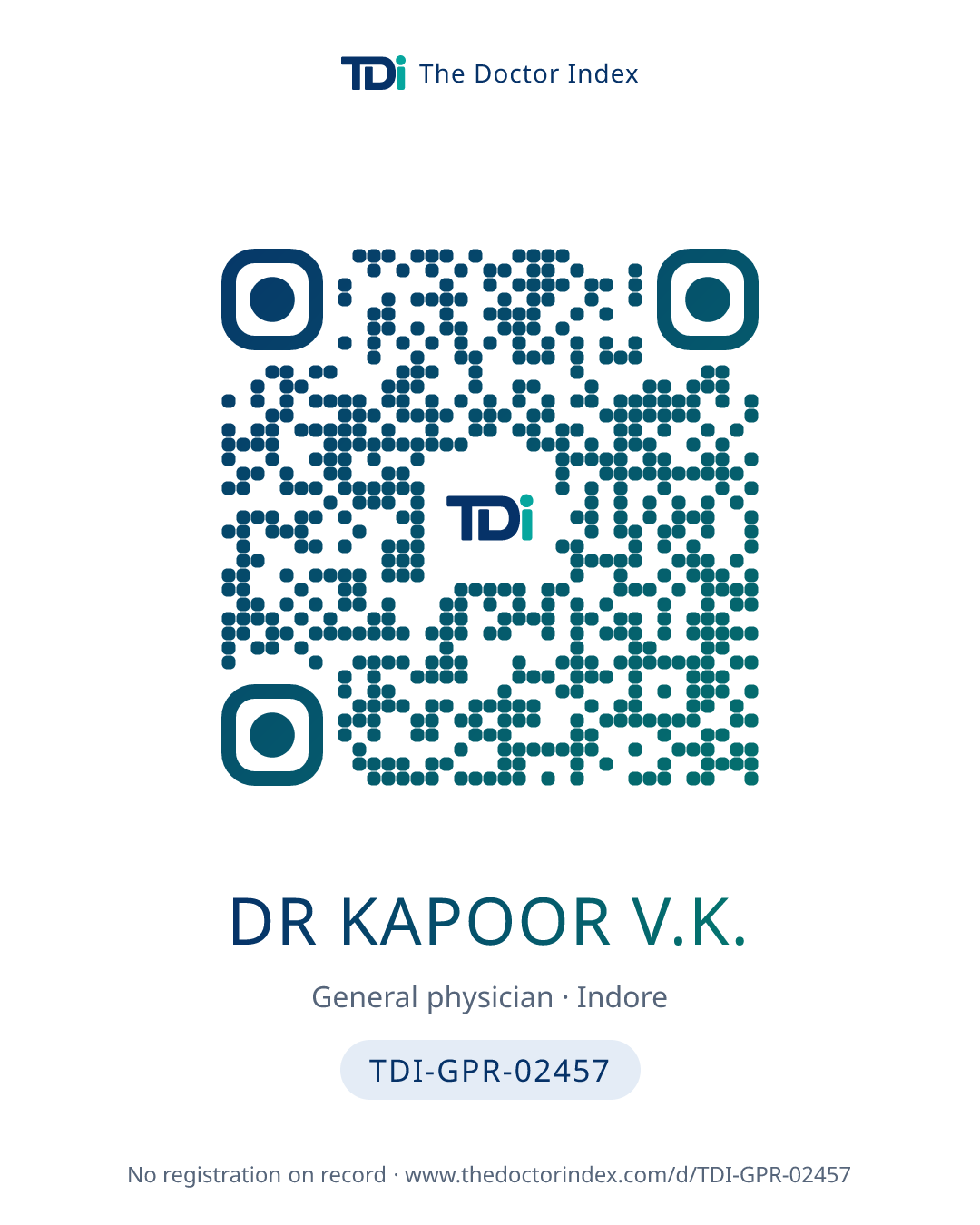 QR card for Dr Kapoor V.K., TDI-GPR-02457