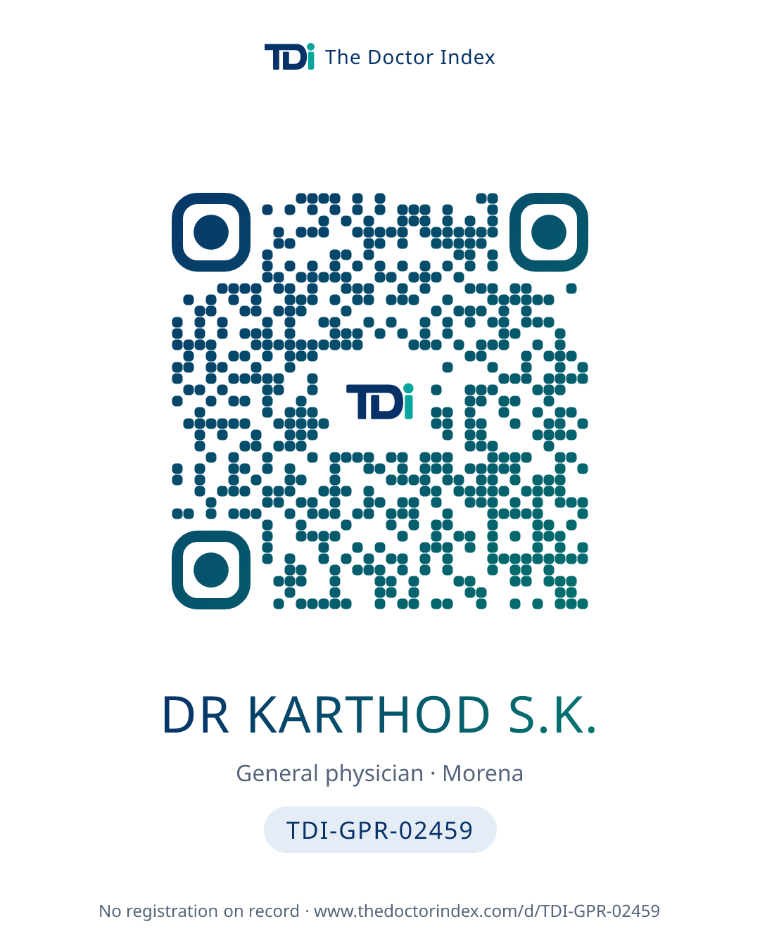 QR card for Dr Karthod S.K., TDI-GPR-02459