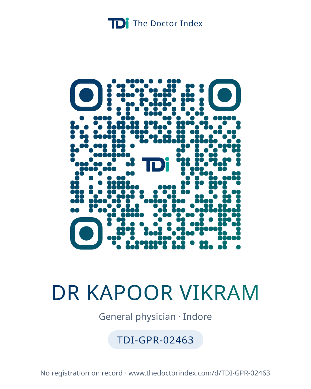 QR card for Dr Kapoor Vikram, TDI-GPR-02463