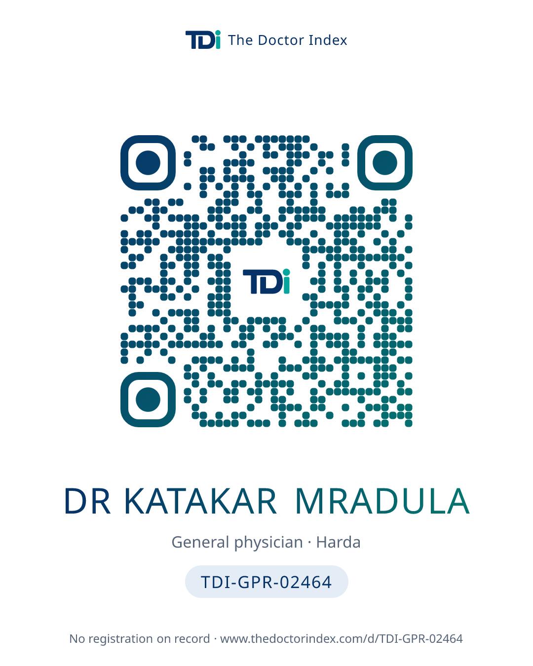 QR card for Dr Katakar Mradula, TDI-GPR-02464