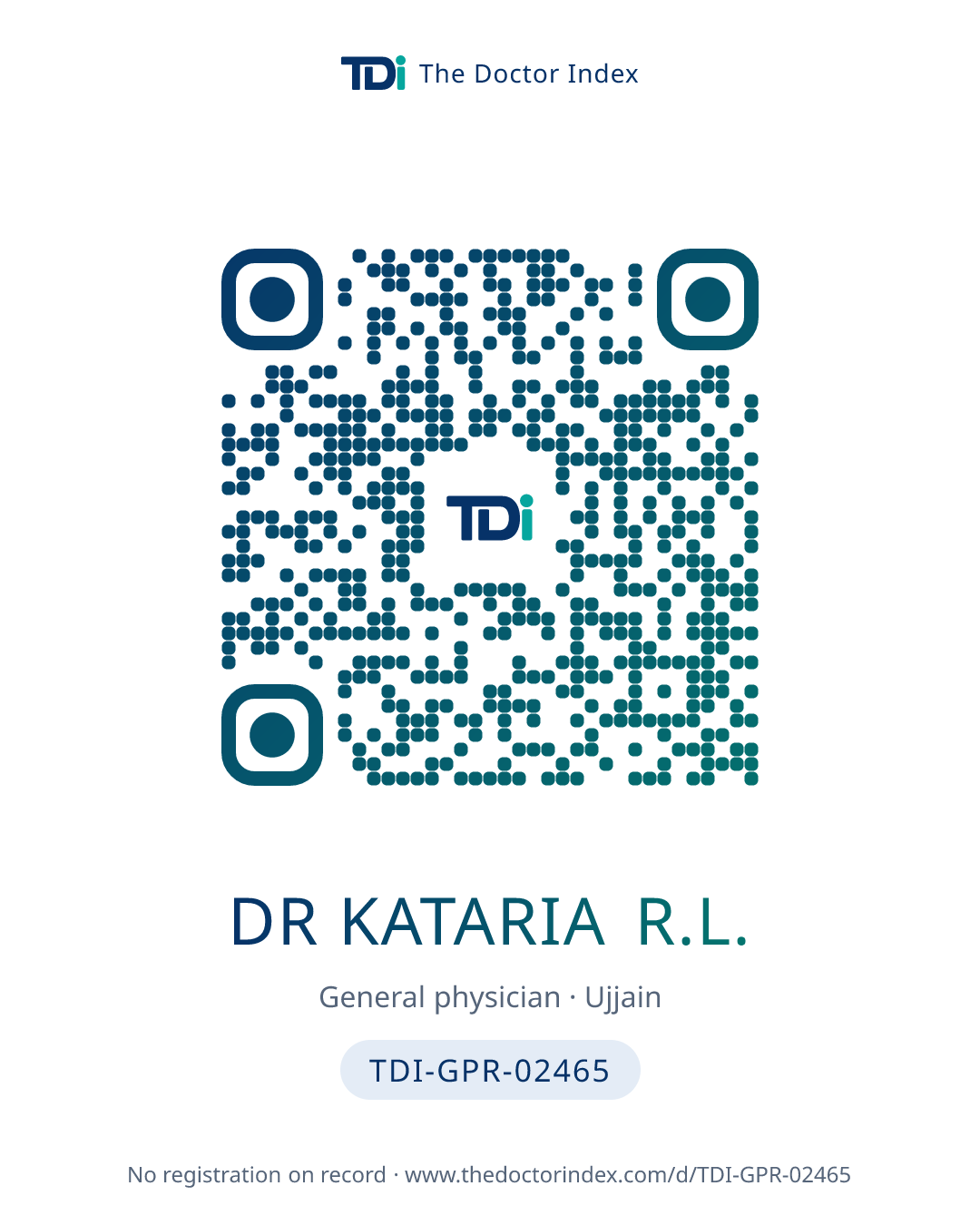 QR card for Dr Kataria R.L., TDI-GPR-02465