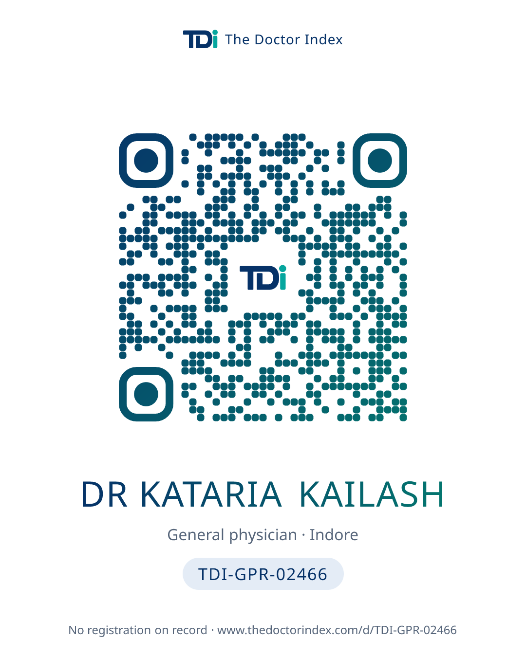 QR card for Dr Kataria Kailash, TDI-GPR-02466