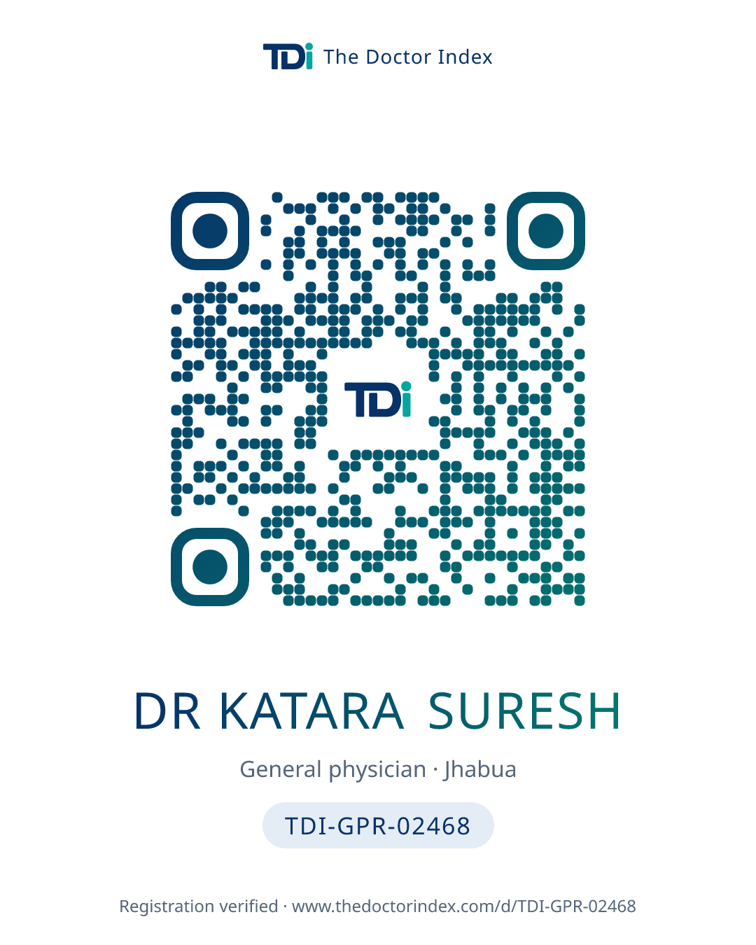 QR card for Dr Katara Suresh, TDI-GPR-02468