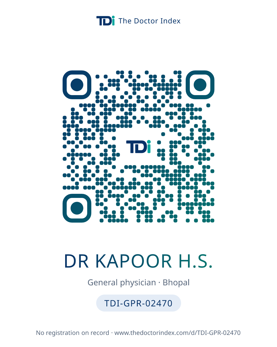 QR card for Dr Kapoor H.S., TDI-GPR-02470