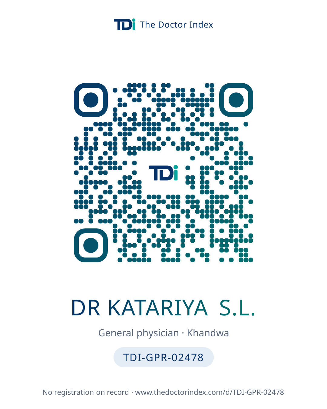 QR card for Dr Katariya S.L., TDI-GPR-02478