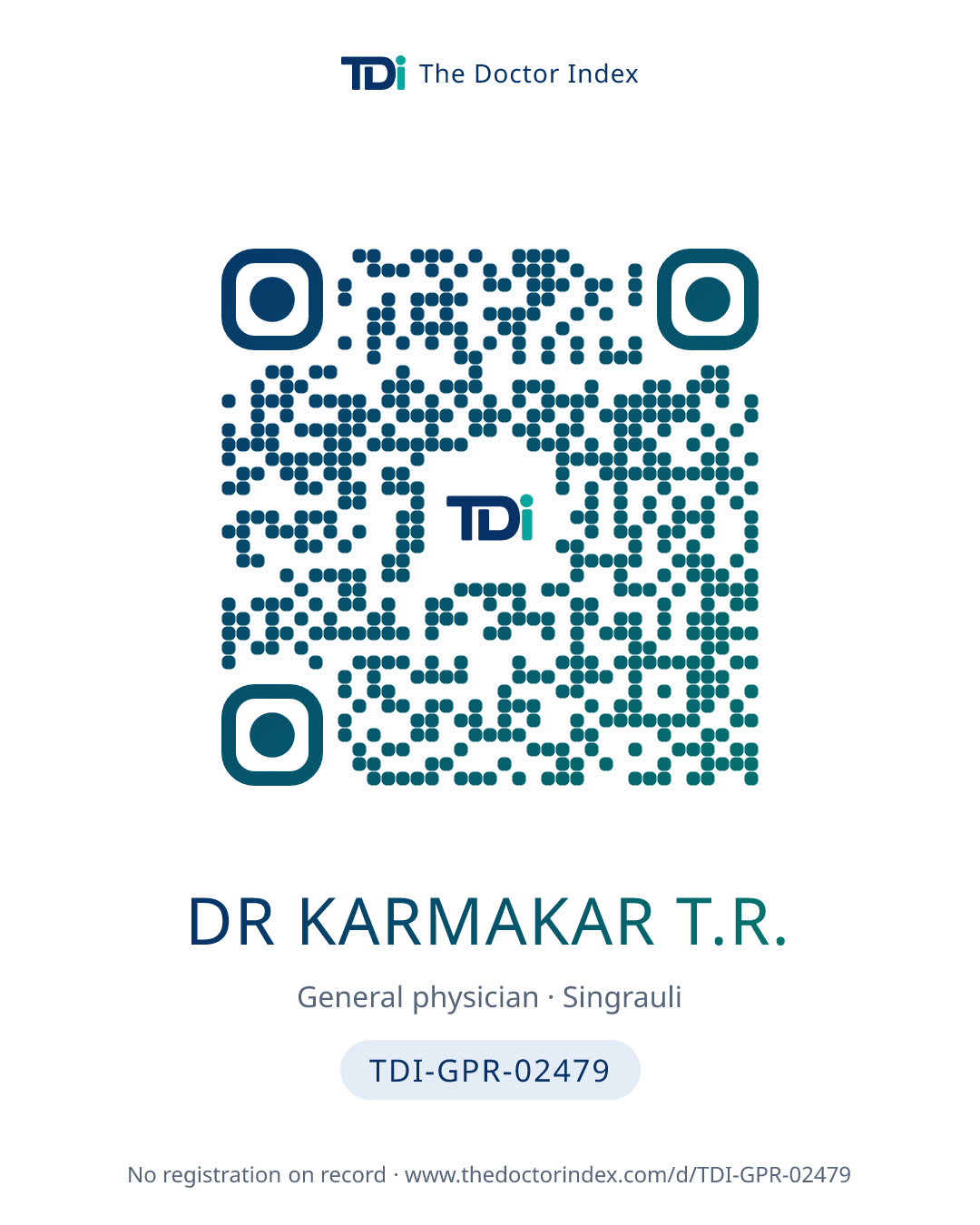 QR card for Dr Karmakar T.R., TDI-GPR-02479