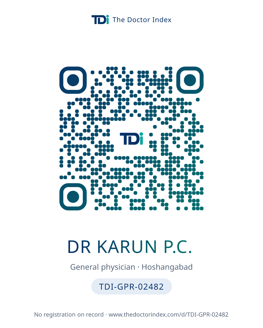 QR card for Dr Karun P.C., TDI-GPR-02482