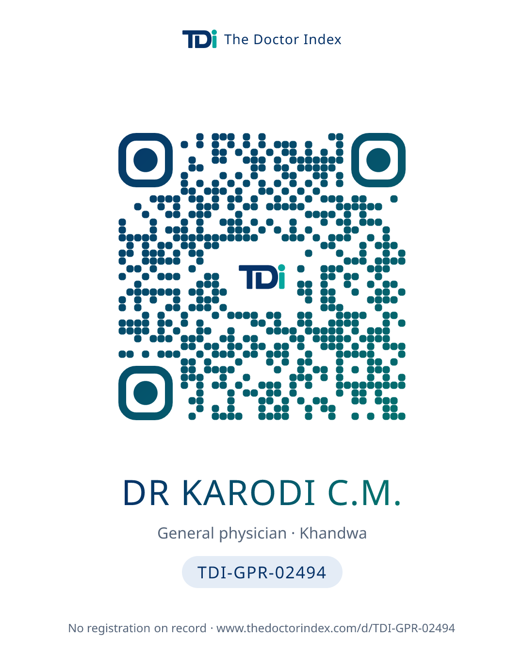 QR card for Dr Karodi C.M., TDI-GPR-02494